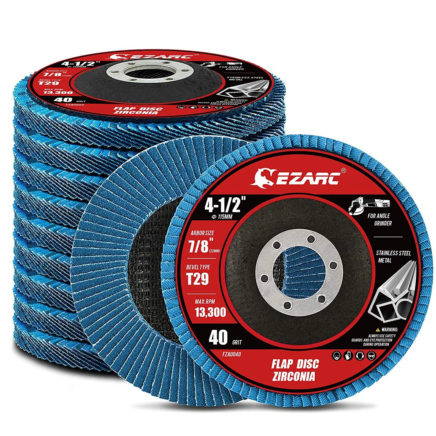 Пластинчатые диски EZARC 10 шт. 4 дюйма 1/2x7/8 циркониевый шлифовальный круг тип 29 с
