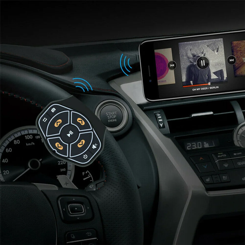 

Wireless Bluetooth Car Steering Wheel Hands-Free Button Remote Control Bluetooth 4.0 BLE Low Power Chip Easy Installation