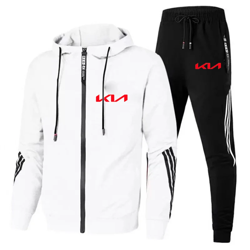 

2022 New Men's Kia Car Logo Printing 2 Pieces Sets Tracksuit Spring and Autumn Hooded Sweatshirt+Pants Hoodie Sportwear Suit