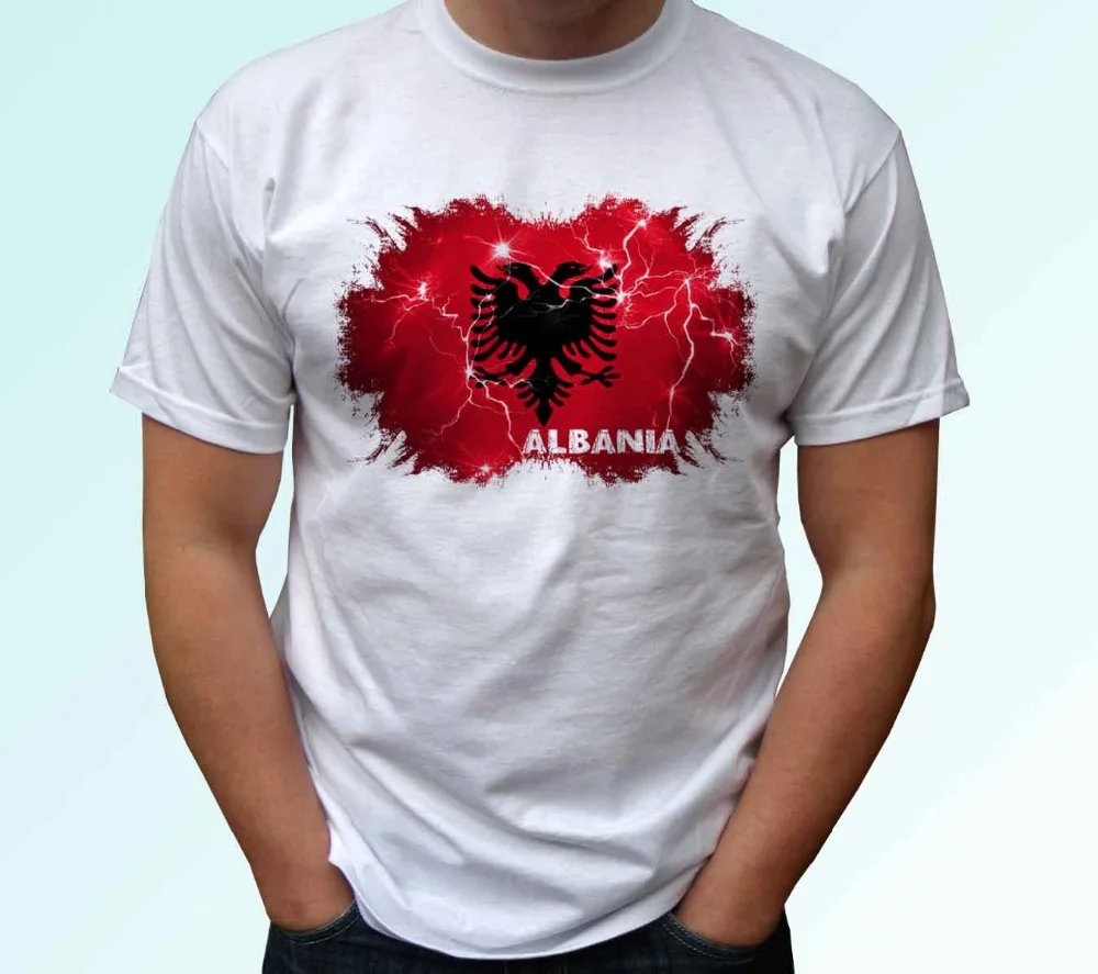

Newest Fashion Hot Sale 100% Cotton Short Sleeve Albania - White T Shirt Top Country Flag Design Mens Tee Shirt Unisex