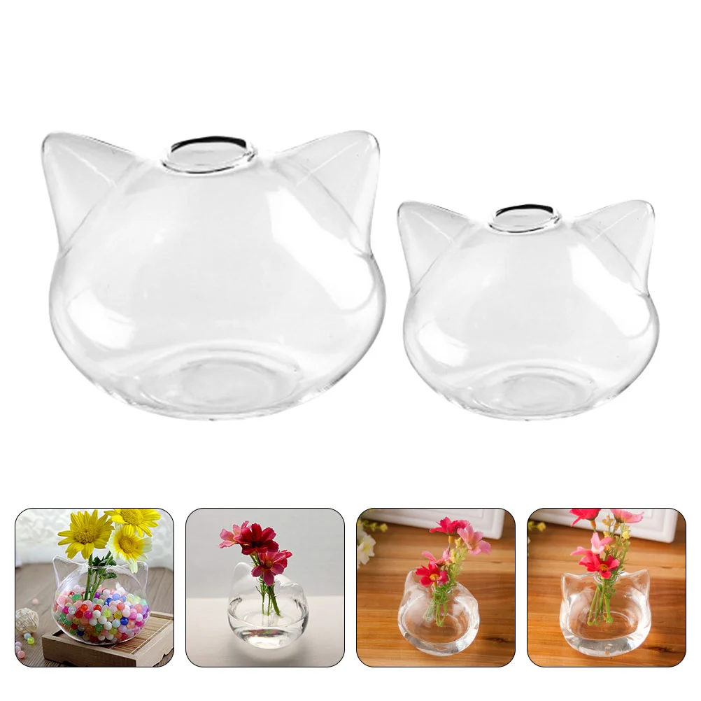 

2 Pcs Vintage Vases Centerpiece Vases Green Home Decor Water Glass Vase Sculptures Home Decor Tabletop Flower Vase Small Vase