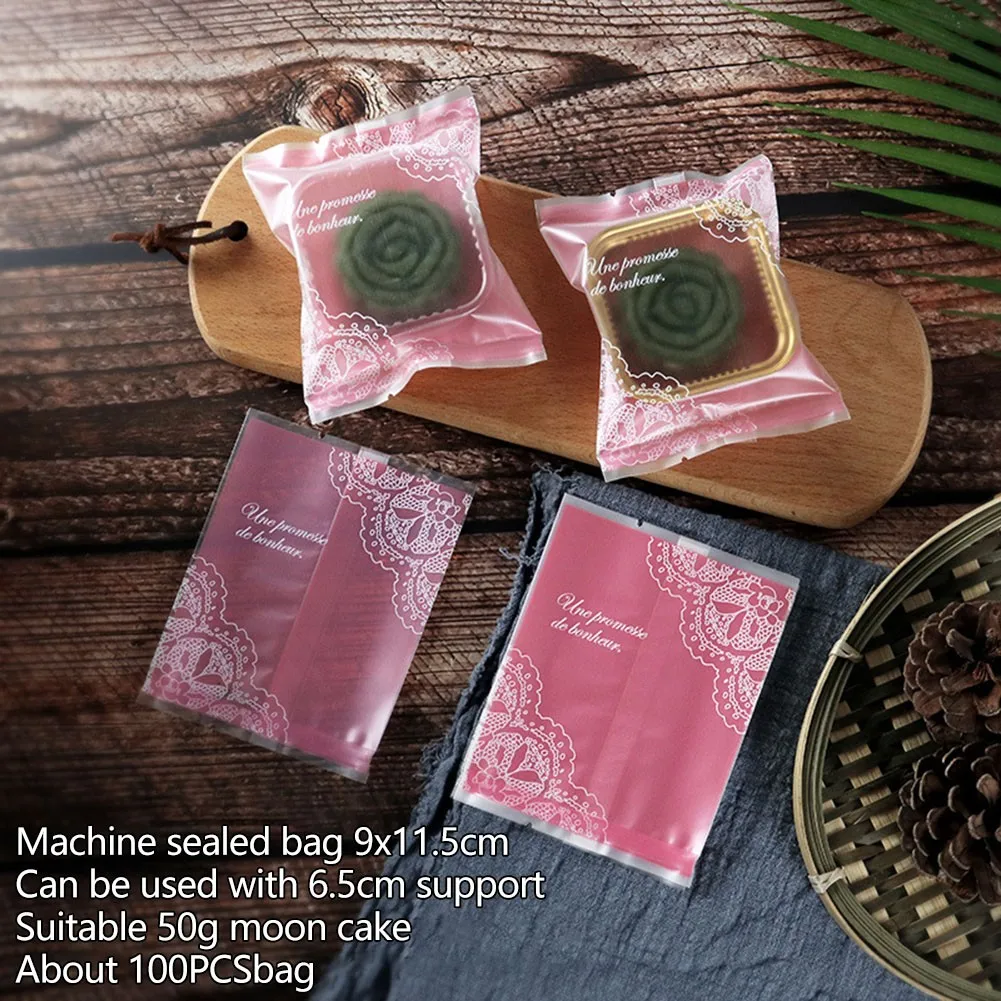

100x Cake Packaging Bag 11x15cm Flow Heart Yolk Pastry Machine Sealing Bag Made Of High-quality Materials, Durable