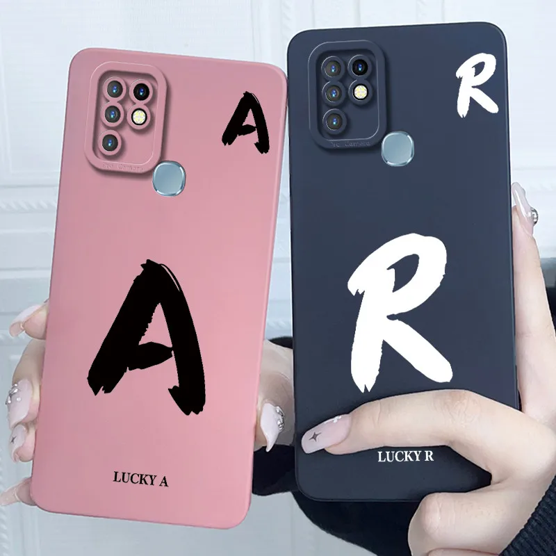 Фото Чехол для Infinix Hot 10, чехол X682B X682C Lucky Initial Letter, силиконовый мягкий матовый бампер для телефона Infinix hot10, корпус №2