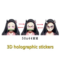anime demon slayer figure nezuko 3d lenticular motion holography stickers tanjirou nezuko boys girls gift toys phone stickers