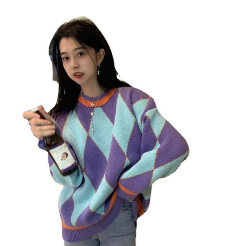 

2022 Lingge Pullover Sweater Women's Autumn and Winter New Sweet Loose and Thin All-match Long-sleeved Knitted Sweater Top