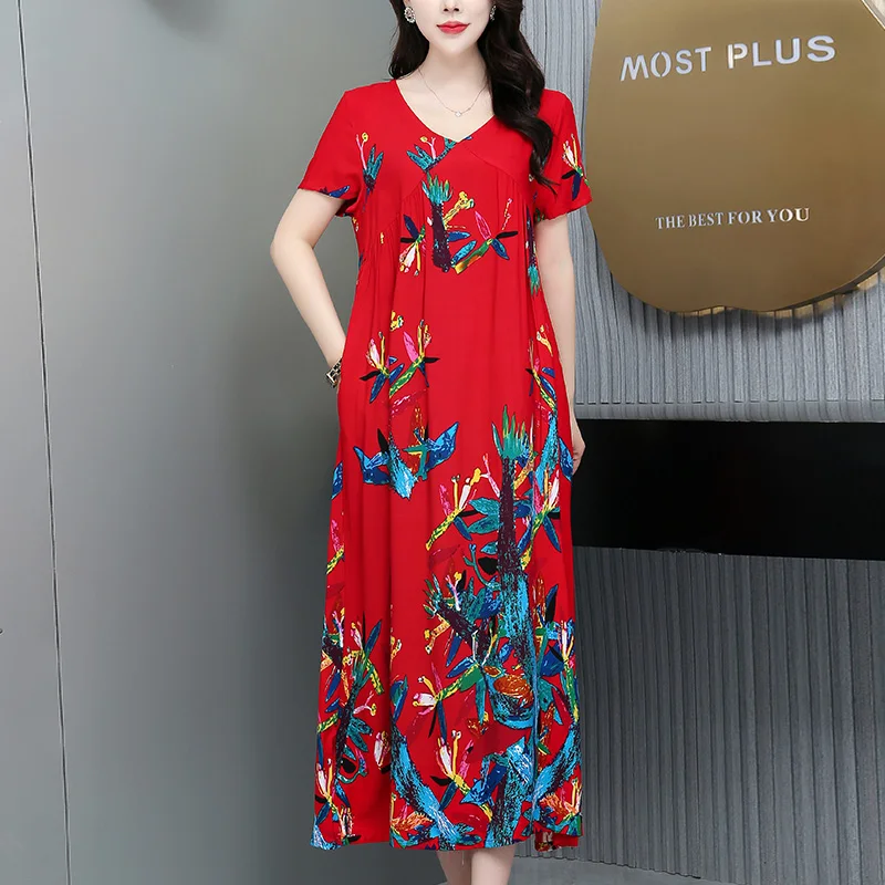 

Новинка, модное летнее платье, женские платья больших размеров, женское платье с цветочным принтом 2022, женское платье, женская одежда