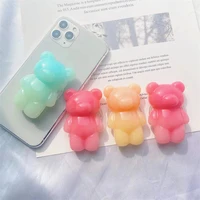 ins 3d gradient bear phone stand creative cute retractable folding phone grip for iphone samsung xiaomi phone accessories