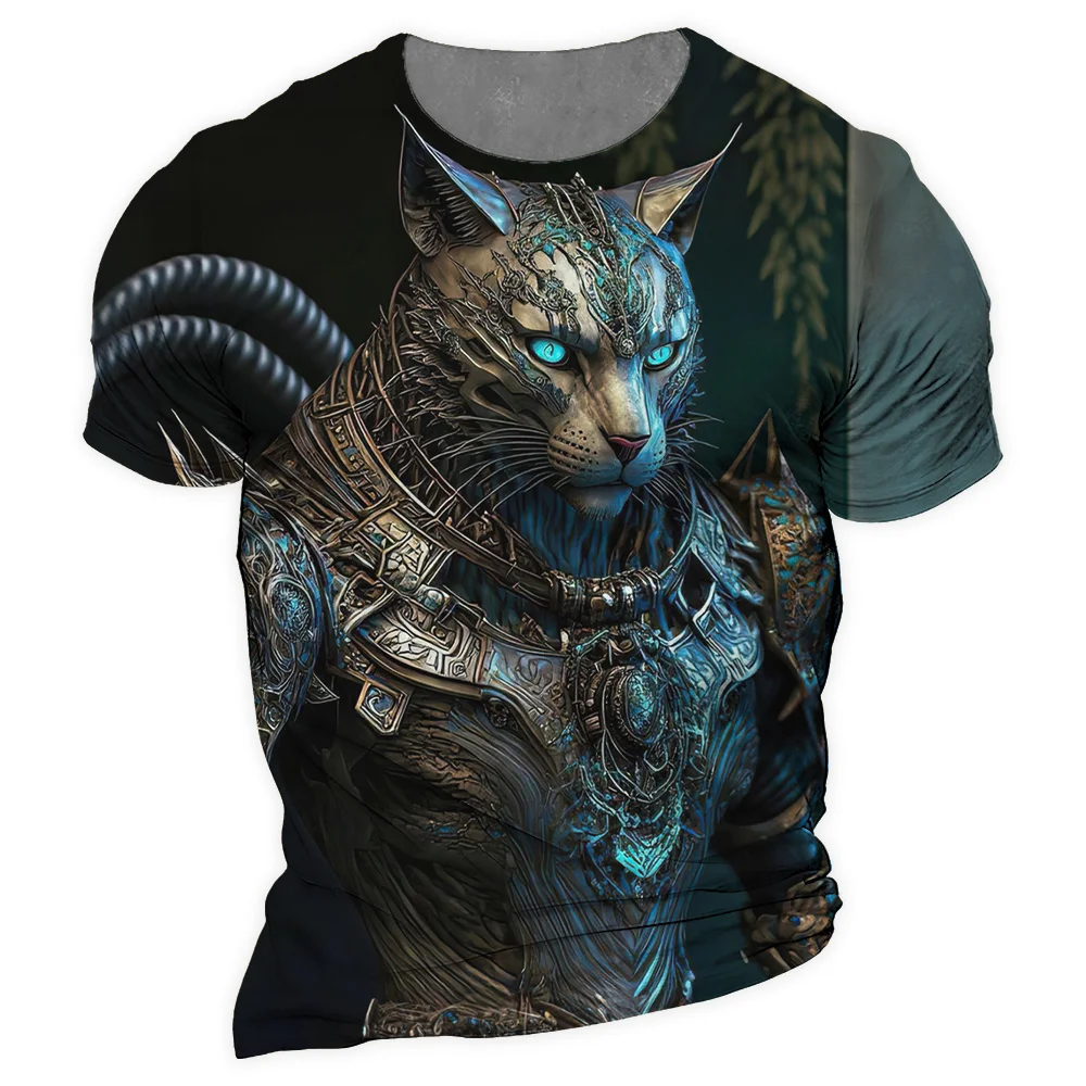 

Animal T Shirt For Men 3d Tiger Print Fierce Beast Men Clothing Street Casual Short Sleeved Loose Oversized Tshirt Trend New Top