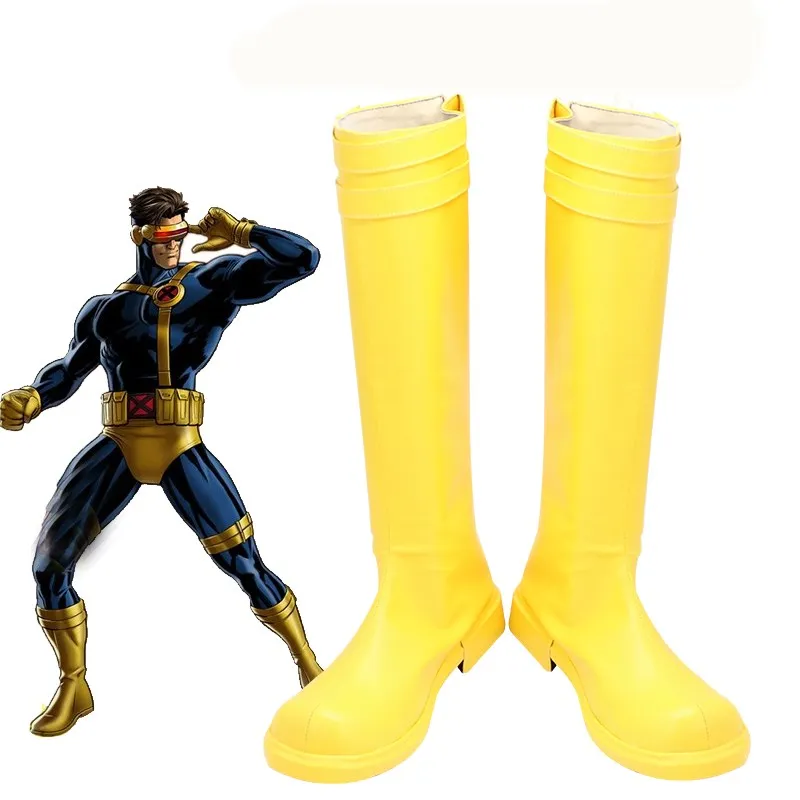 Anime X-MAN Scott Summers Cosplay Shoes Cyclops Yellow Handm
