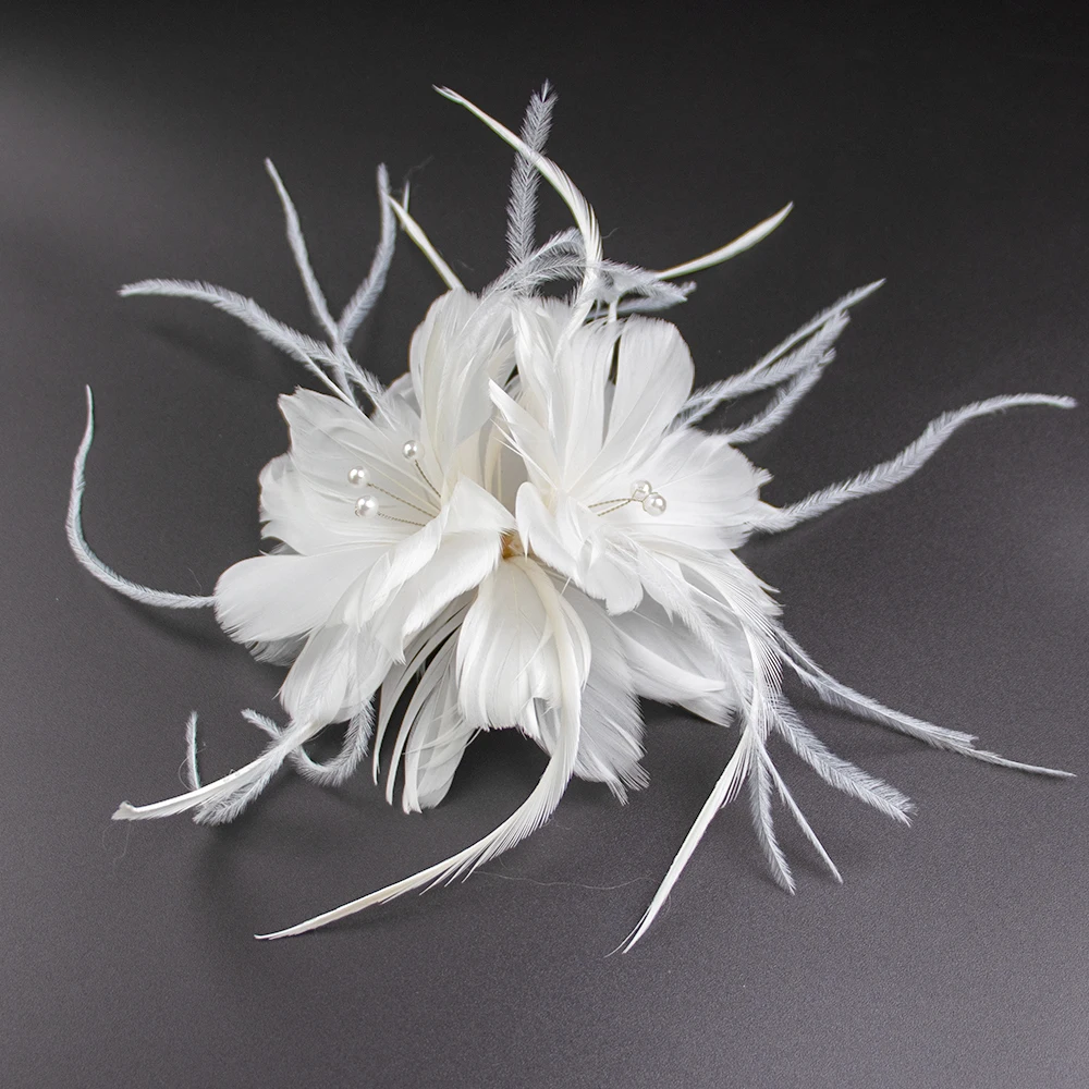 

1 Piece Handmade White Feathers Hair Clips Accessories Fashion Plumes Headpiece for Wedding Tea Party Vintage Girl Decoration