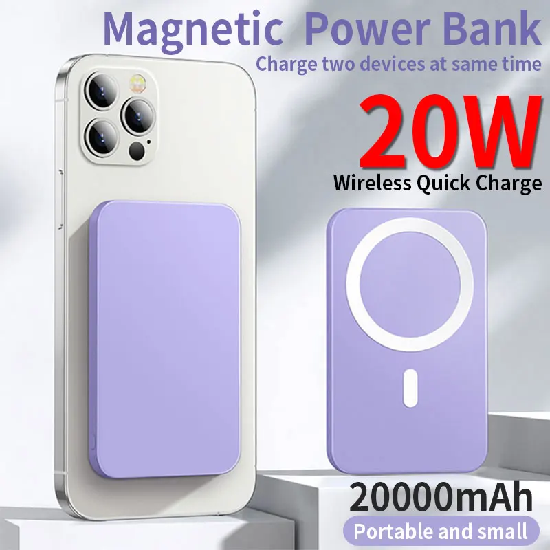 Мини Магнитный внешний аккумулятор, беспроводная Быстрая зарядка 20000 мАч, портативное зарядное устройство, внешний аккумулятор для iPhone13