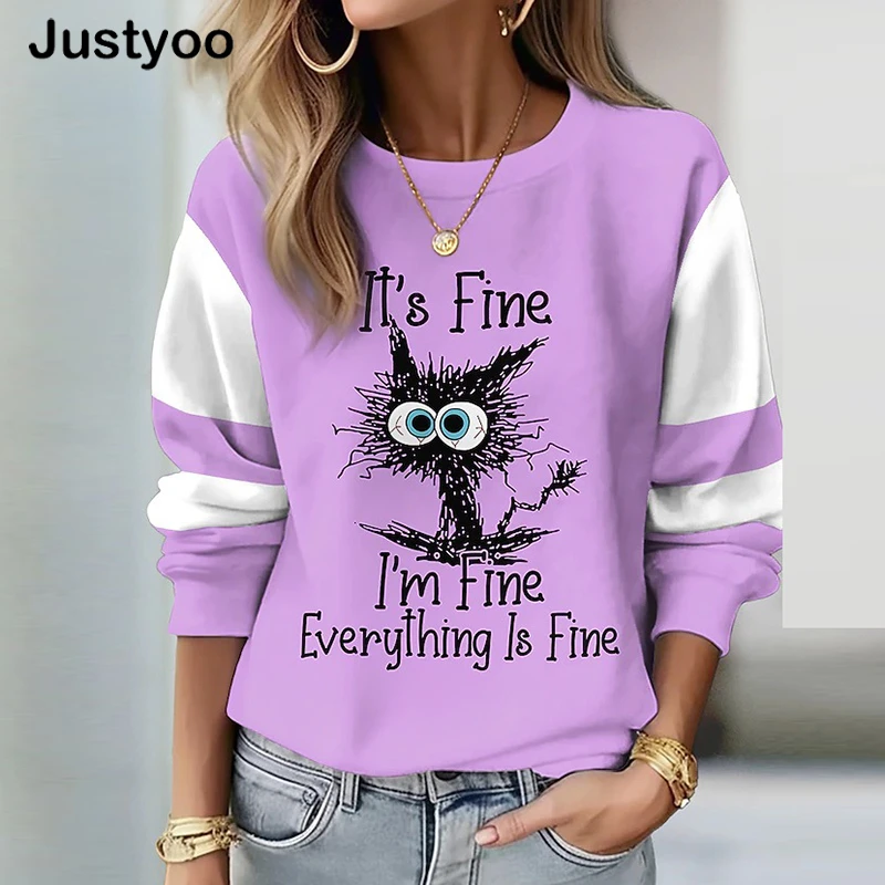 

New Elegance Long Sleeve Women's Crew Neck Hoodie Fashion Tops New Design Printed Pullover Autumn Winter Vintage Blouse 2023
