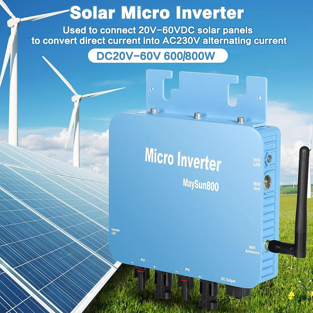 

1PCS MPPT Solar Grid Tie Micro Inverter 600W 800W DC20V-60V Pure Sine Wave WiFi 230V Power Supplies Electrical Equipment