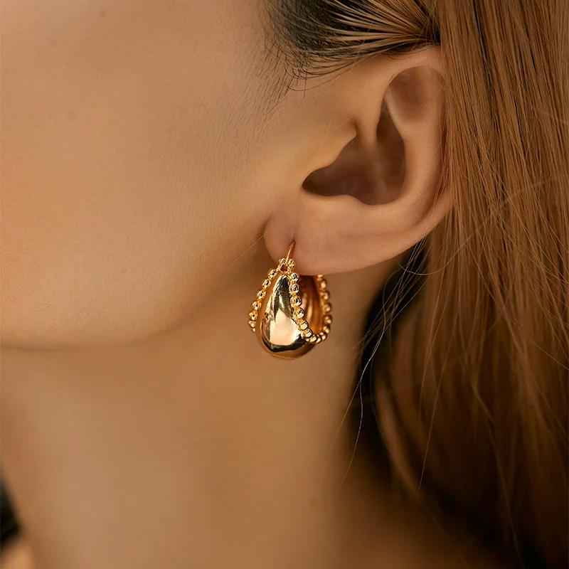

Diamond Plain Earrings With Silver Needle Anti Allergy Fashion High Sense Copper Plated 18k Jewelry Gift - Ke0477
