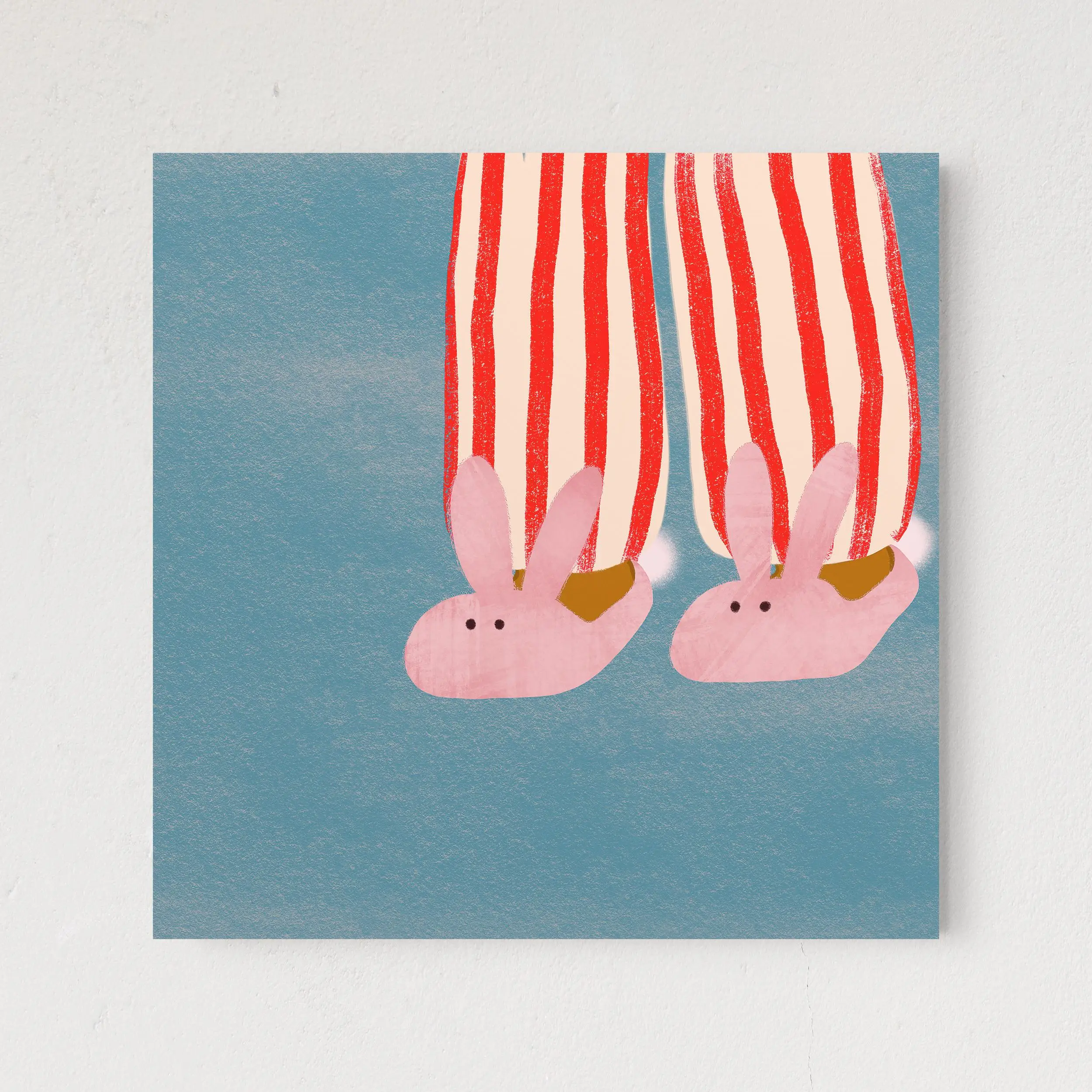 

Печать на холсте "Cute Blue Pink Bunny Stripe Slippers"