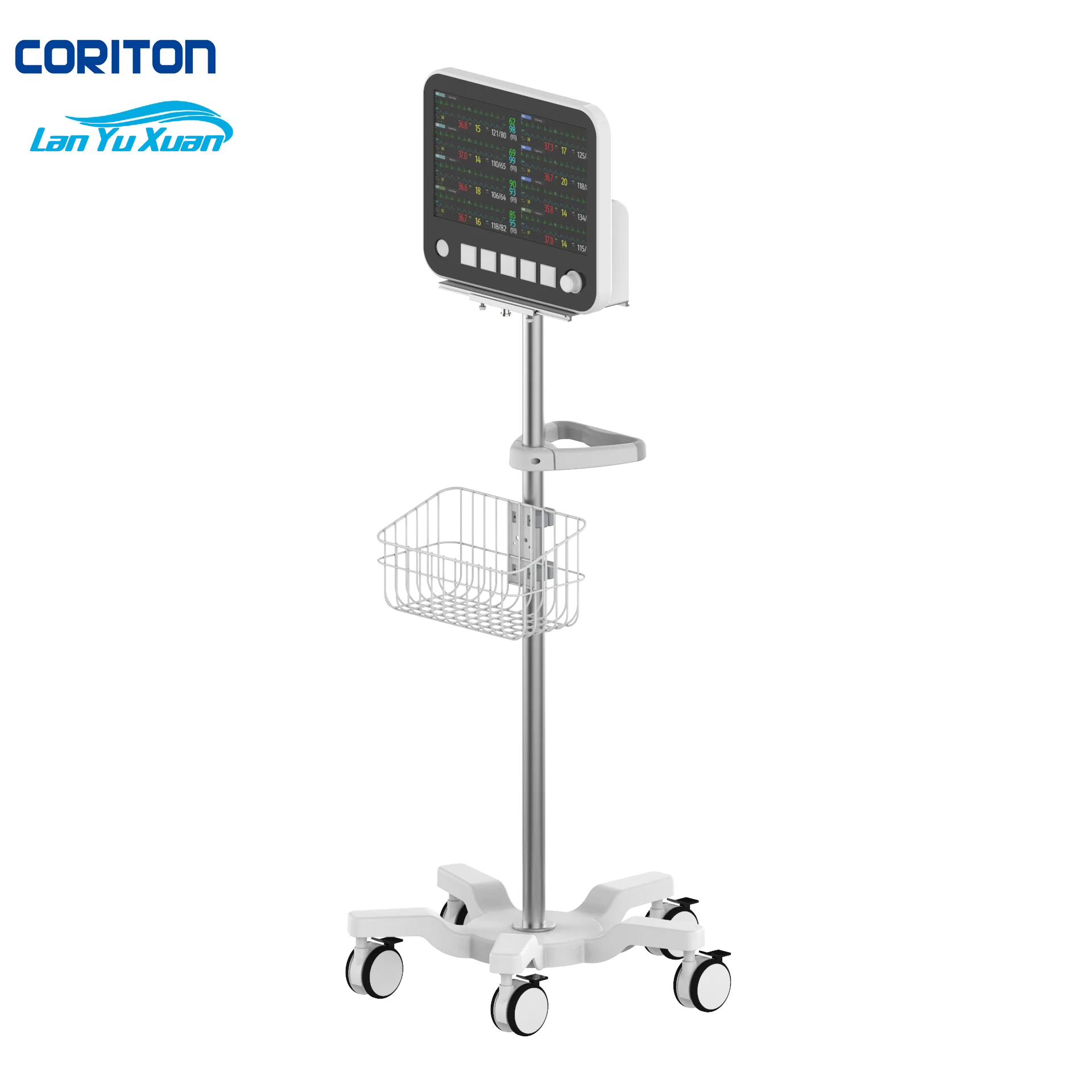 

New modern and brief design of medical trolley with smaller size and sinking base