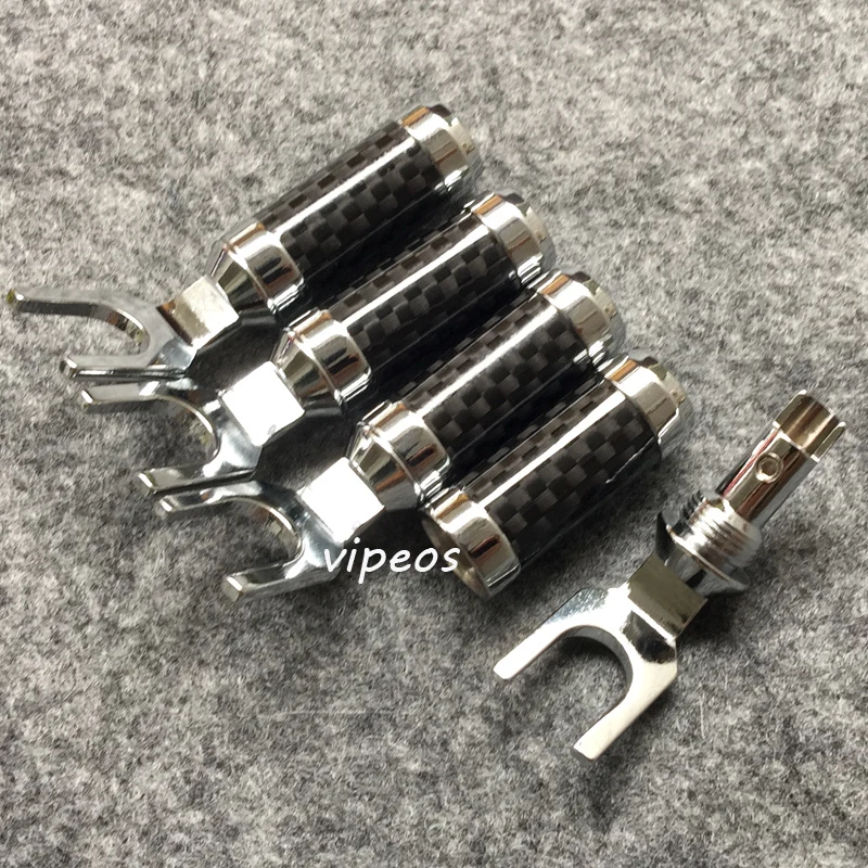 

ADSP02 Carbon fiber Rhodium plated speaker cable spade plug 4pieces