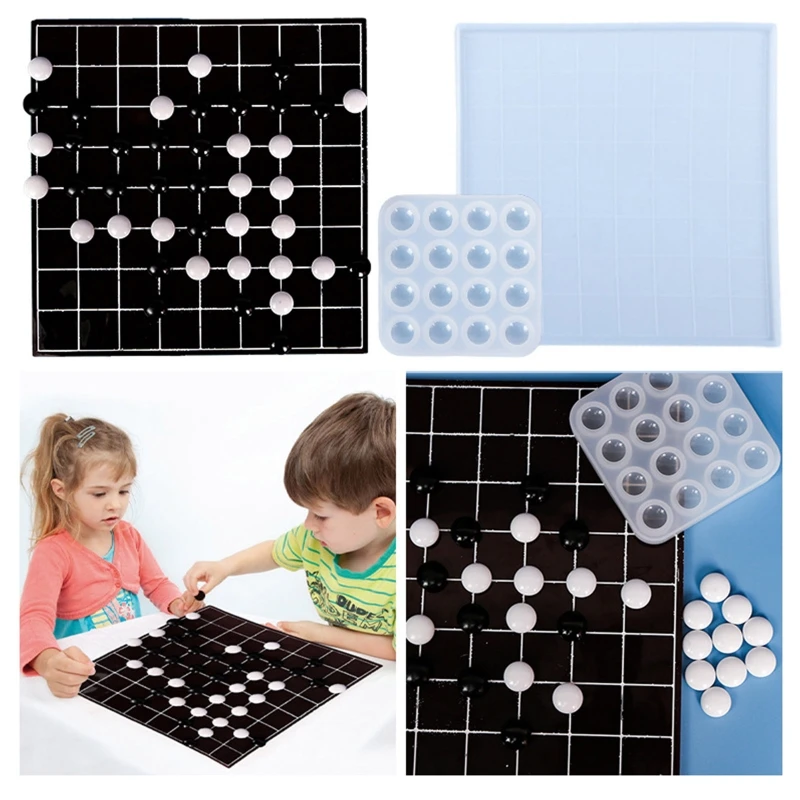 

Diy Glue Gobang Silicone Mold Board Number Game Epoxy Puzzle Chess Board Mould a Fun Learning Game for Children Adults