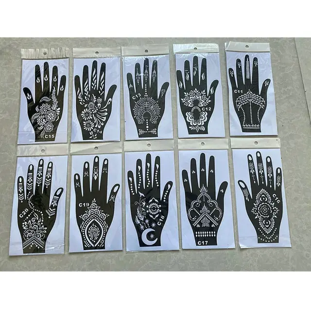 DIY Airbrush Face Paints Hollow Drawing India Henna Kit Temporary Decal Tattoo Stencils Body Art Template 1