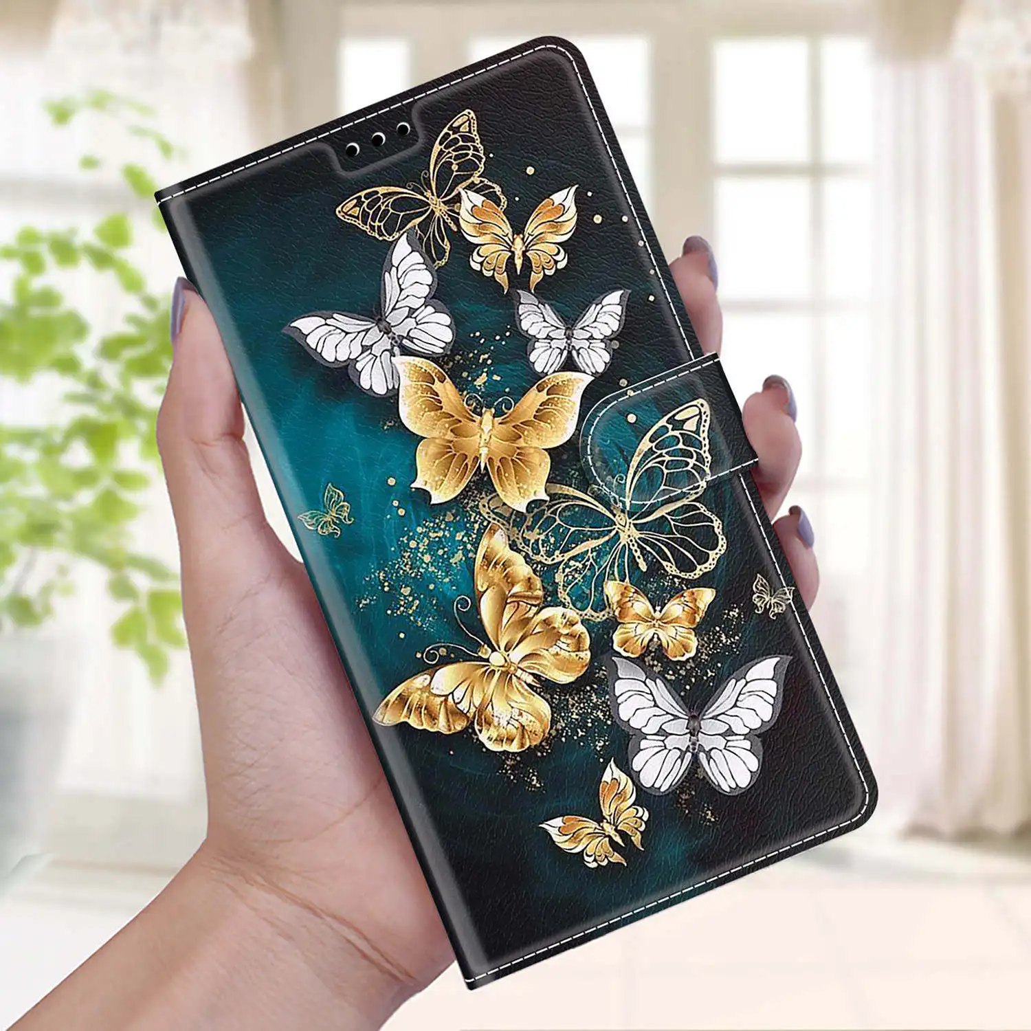 Butterfly Leather Flip Cover For Xiaomi Redmi 9 9A 9C 9T 10C Note 9 9S 10S 10T 11 Pro 11S 4G Wallet Card Holder Stand Book Cover
