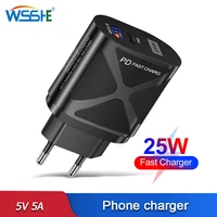 25w fast phone charger 2 usb pd quick charge type c eu us uk plug wall adapter for iphone 11 12 13 pro max samsung xiaomi apple