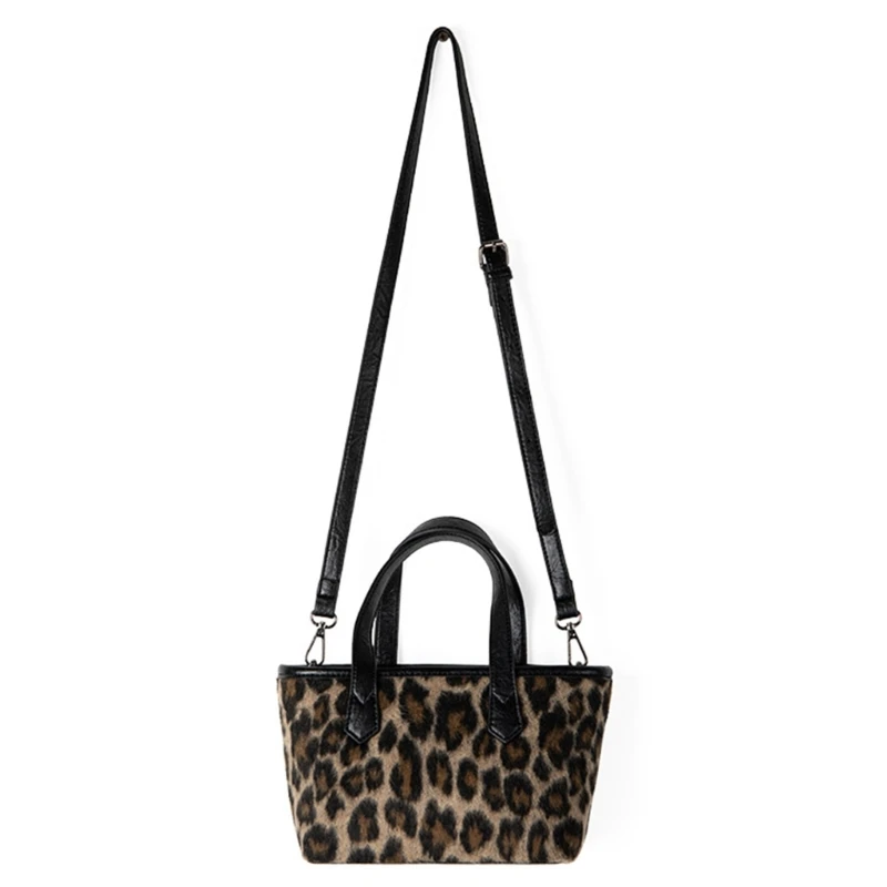 Плюшевая сумка через плечо с леопардовым принтом для женщин маленькая из