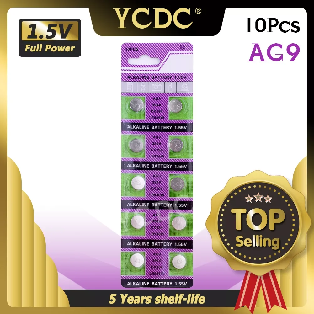 

10pcs/card AG9 For Watch Toys Remote SR936 194 Cell Coin Alkaline Battery 1.55V SR936SW CX194 LR936 394
