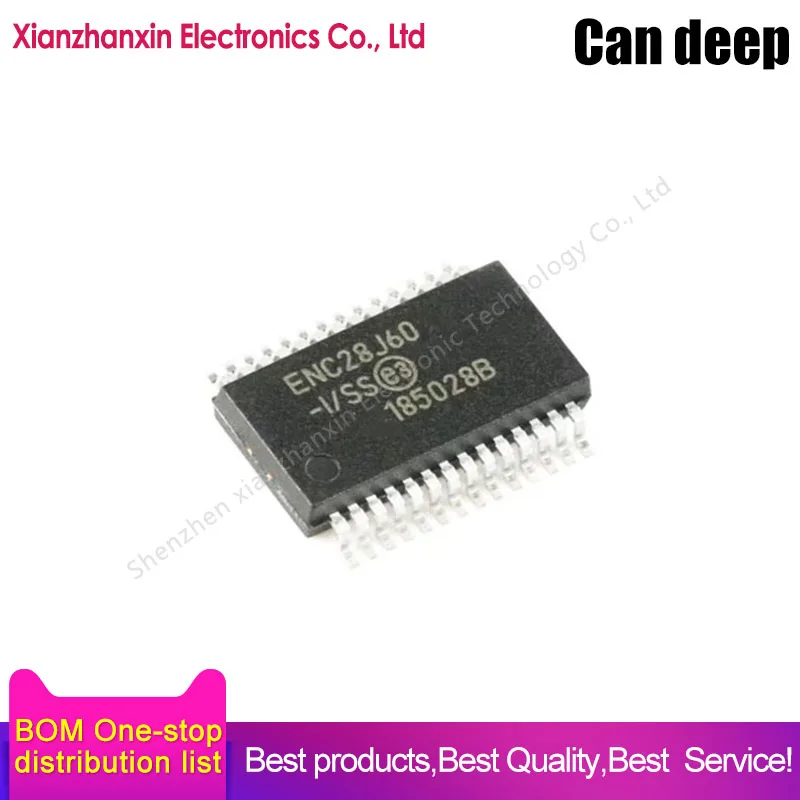 

2~10PCS/LOT ENC28J60 ENC28J60-I/SS SSOP-28 Ethernet controller chip