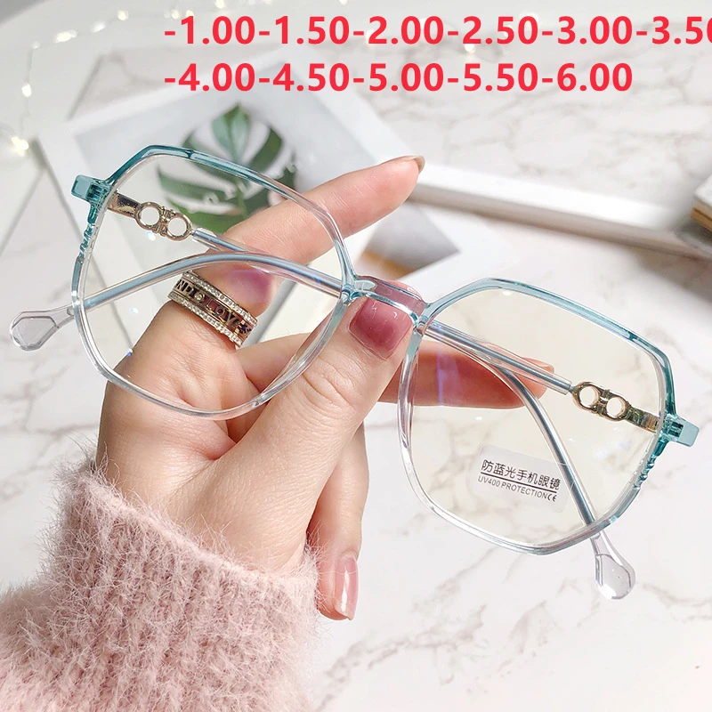 

2023 New Fashion Anti-Blue Ray Myopia Glasses Men And Women Nearsighted Glasses Computer Eye Wear Diopter-1.0-1.5-2.0 To -6.0