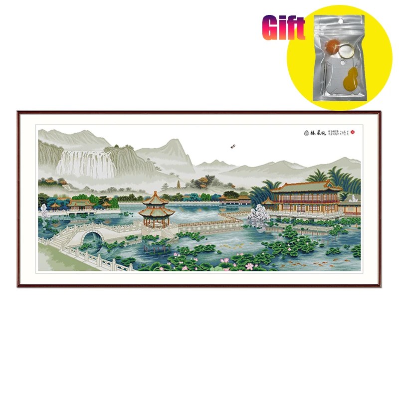 Весенний набор для вышивки крестом китайский классический сад пейзажные узоры