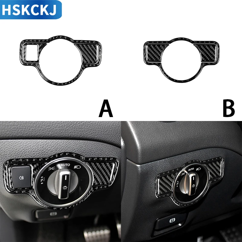 

Аксессуары для автомобиля из углеродного волокна, накладка на переключатель фары, наклейки на автомобиль, Стайлинг, украшение для Mercedes Benz A B...