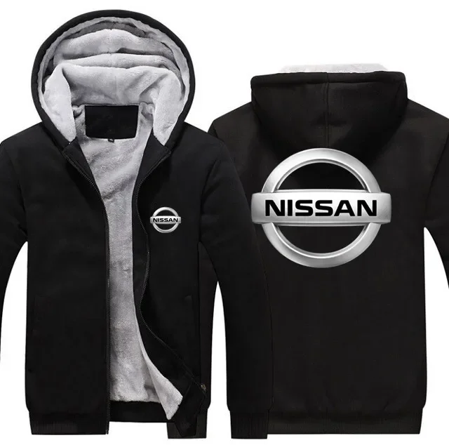 

2024 men Winter Plus male Nissan Sweatshirt Long Sleeve zipper Tops Thicken male coat causual Clothing With Pockets S-5XL