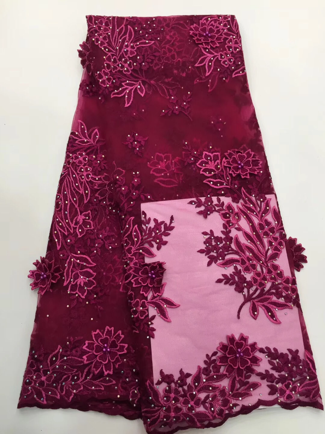 

Latest French 3D Lace Fabric Tulle Net Fabric 2021 High Quality African Lace Embroidery latest african laces CD60