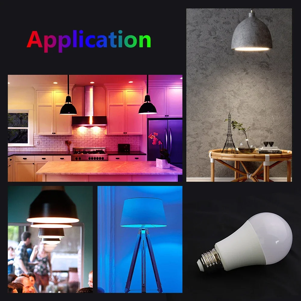 2 шт. умная лампа с голосовым управлением 9 Вт RGB регулируемой яркостью E27 B22 Wi-Fi