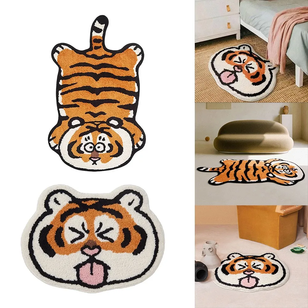 

1 Pcs Carpet 40x60/40x60/50x80/50x80/56x100cm Cartoon Tiger Anti-slip Carpet Absorbent Crystal Velvet Bed Head Mat For Bathroom
