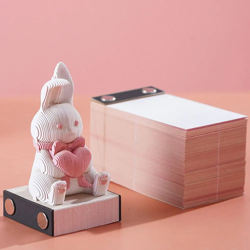 

Симпатичный 3D трехмерный блокнот для заметок с резьбой, блокнот для заметок в виде кролика, клейкие заметки, украшение для офисного стола, художественные украшения