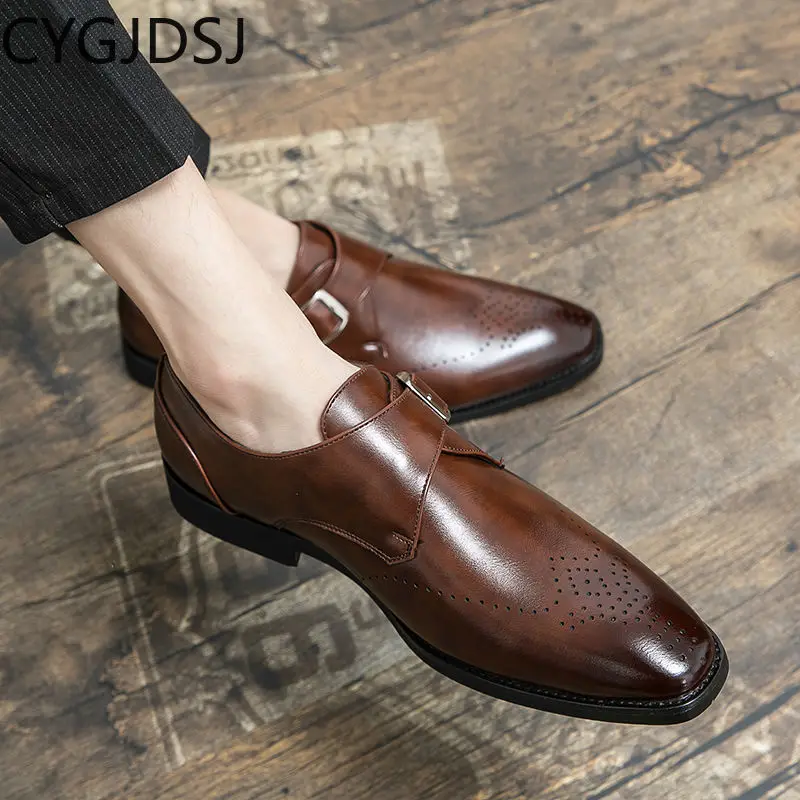 

Italiano Office 2023 Oxford Shoes Monk Strap Shoes for Men Wedding Dress Loafers Men Business Suit Slip on Shoes Men Chaussures