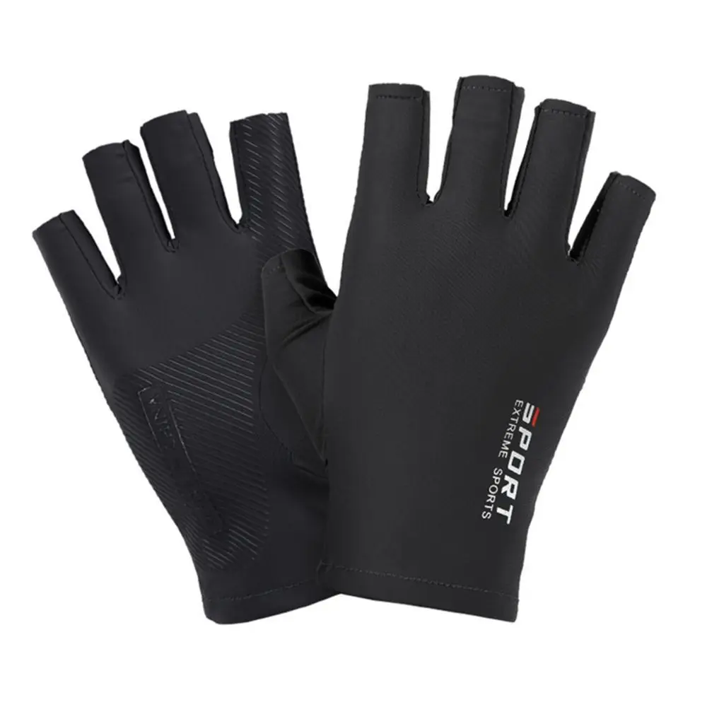 

Mountains Solid Color Silicone Ridding Gloves Ice Silk Gloves Men Elastic Gloves Half Finger Gloves Non-slip Mittens