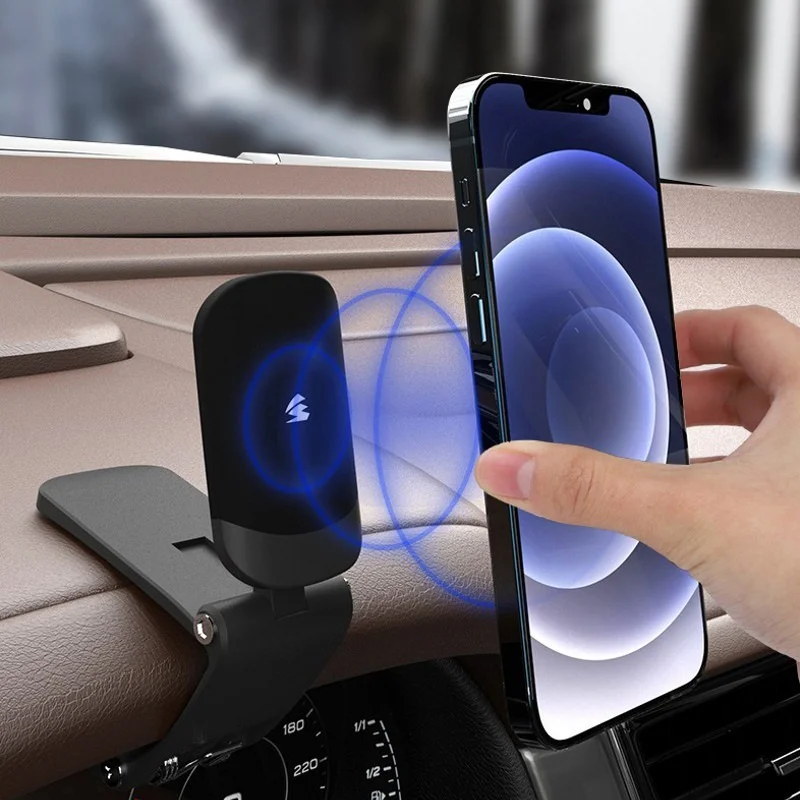 Car Magnetic Dashboard Phone Holder Mini Portable Strong Magnetic Adsorption 360 Rotation HUD Silent Phone Bracket Stand