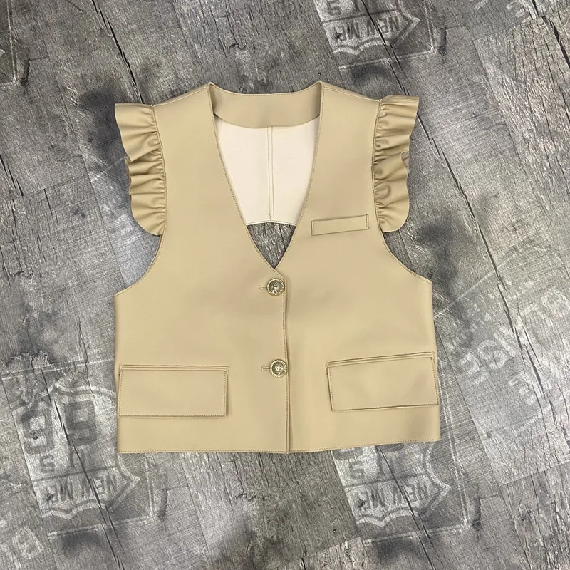 

Women Genuine Leather Jacket Vest Waistcoat 2022 Spring Female Real Sheep Leather Jackets Coats