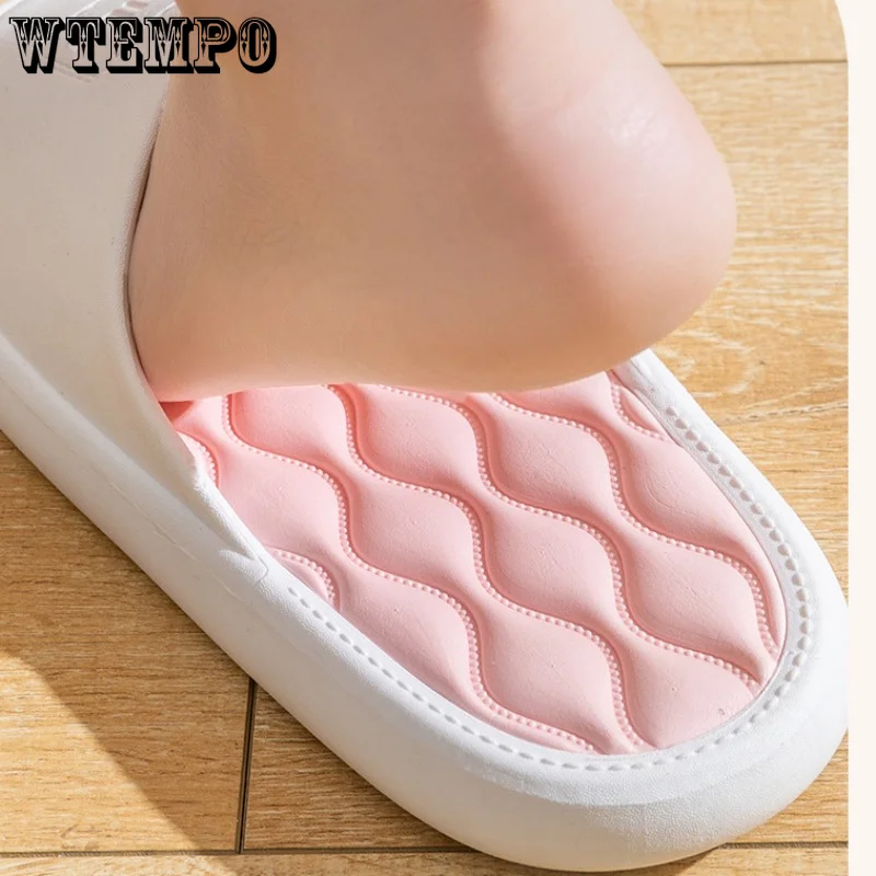 WTEMPO Slippers Summer Outer Wear Non-slip Indoor Shoes Couple Home Bathroom Bath Sandals Soft Platform Flip Flops Wholesale