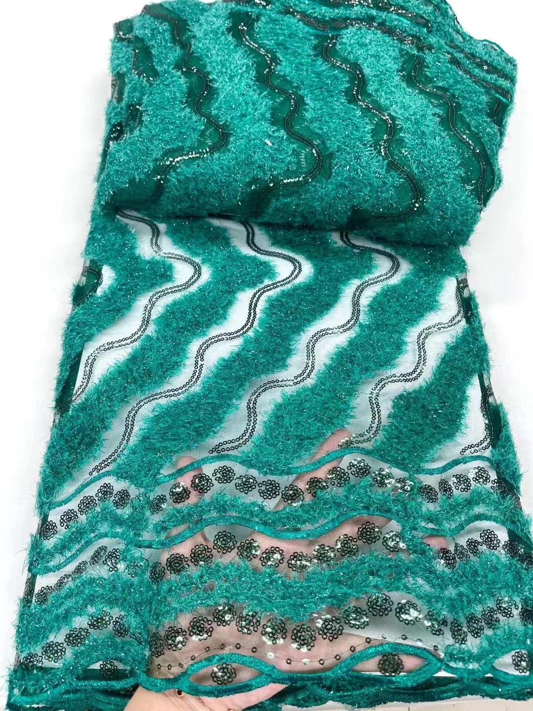 

Зеленая африканская кружевная ткань с блестками, 2022 цветов, нигерийское свадебное платье, роскошное Сетчатое кружево, французское длинное ...