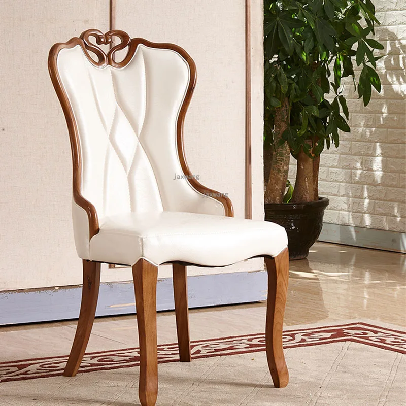 

Modern Fashion Dining Chair Stools Leather Leisure European Style Minimalist Seats High Backrest Dining Room Household Furniture