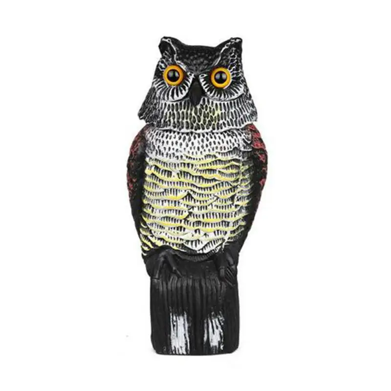 1 PC Realistic Bird Scarer Rotating Head Sound Owl Prowler Decoy Protection Repellent Pest Control Scarecrow Garden Yard Move