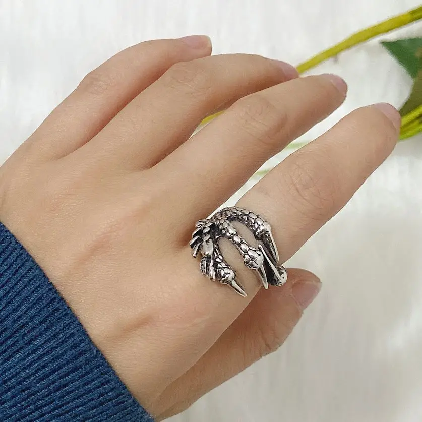 

Punk Hip Hop Opening Resizable Dragon Claw Rings Animal Finger Jewelry Personality Men Women Alloy Jewelry