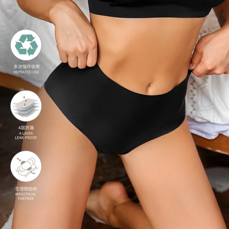 

2pcs 4Layers One-Piece Seamless TEEN Menstrual Panties Leak-Proof Sanitary Napkin Waterproof Panties High-cut Period Underwear