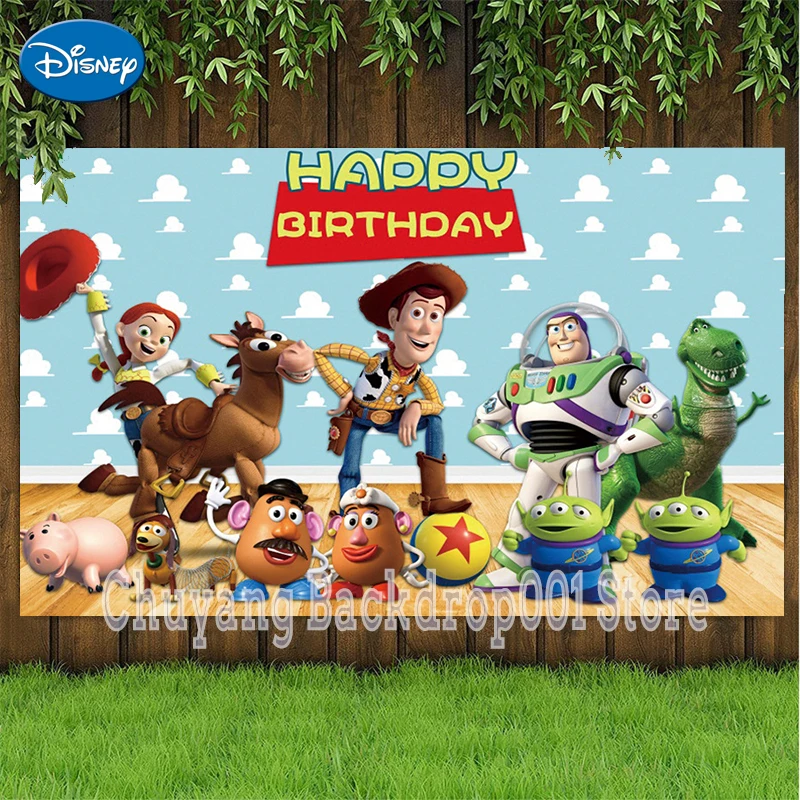 Disney Toy Story Buzz Lightyear Customize Photo Shootings Photography Backdrop Boy Baby Shower Birthday Party Background
