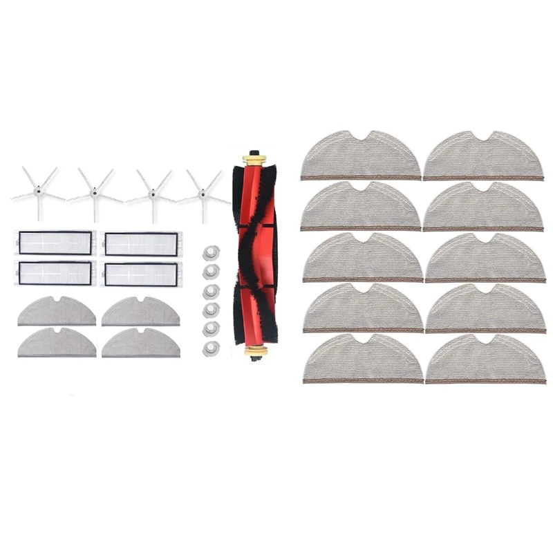 

19X Washable HEPA Filter Main Brushes Side Brush For Xiaomi Roborock S5 Max S6 & 10Pcs Cloths For Xiaomi Roborock S5 S50