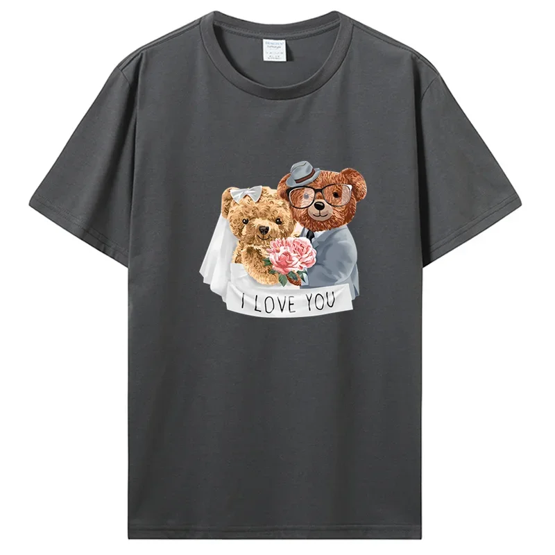 Футболка Мужская/женская с коротким рукавом и принтом медведя