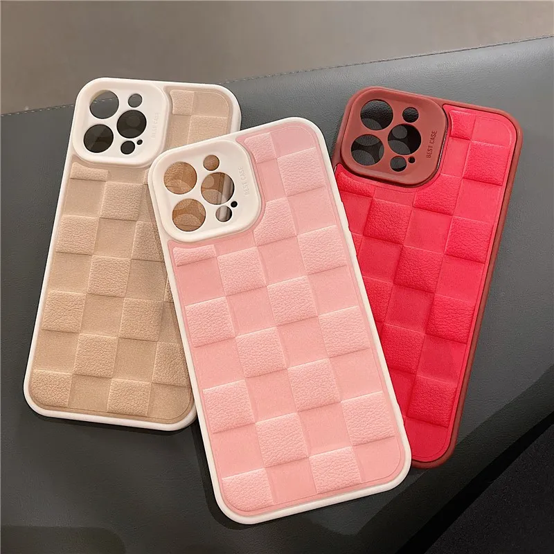 

Luxury Three-dimensional Checkered Pattern Anti-fall girl Hard Case For Iphone 11 12 13 Pro Max 7 8 Plus Xr X Xs Cover Fundas